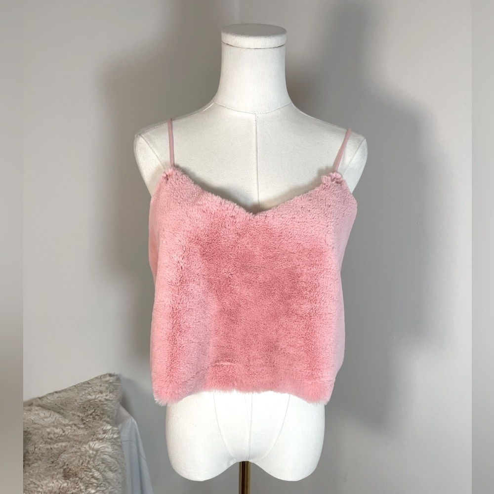 Pink Furry Fuzzy Cropped Tanktop